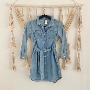 H&M girls denim dress long sleeve snap button front cowgirl spring trend kids 5T